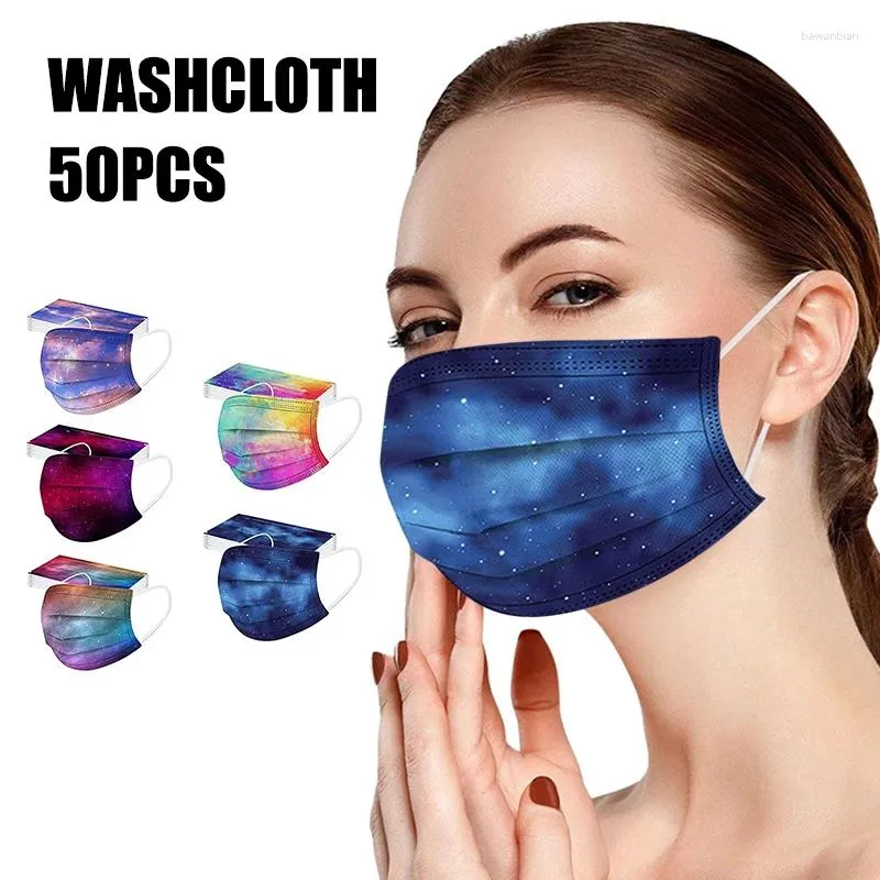 Party Supplies Ly 50Pcs Adult Disposable Face Mask 3 Ply Breathabel Cover With Design Nose Mouth Protection