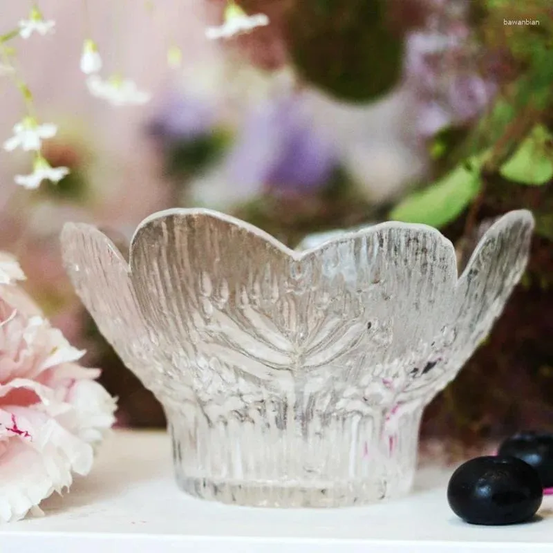 Bowls Salad Bird's Nest Bowl Petal Relief Glass Ice Cream Dessert Cup For Household Utensils Kitchen Tableware Bar