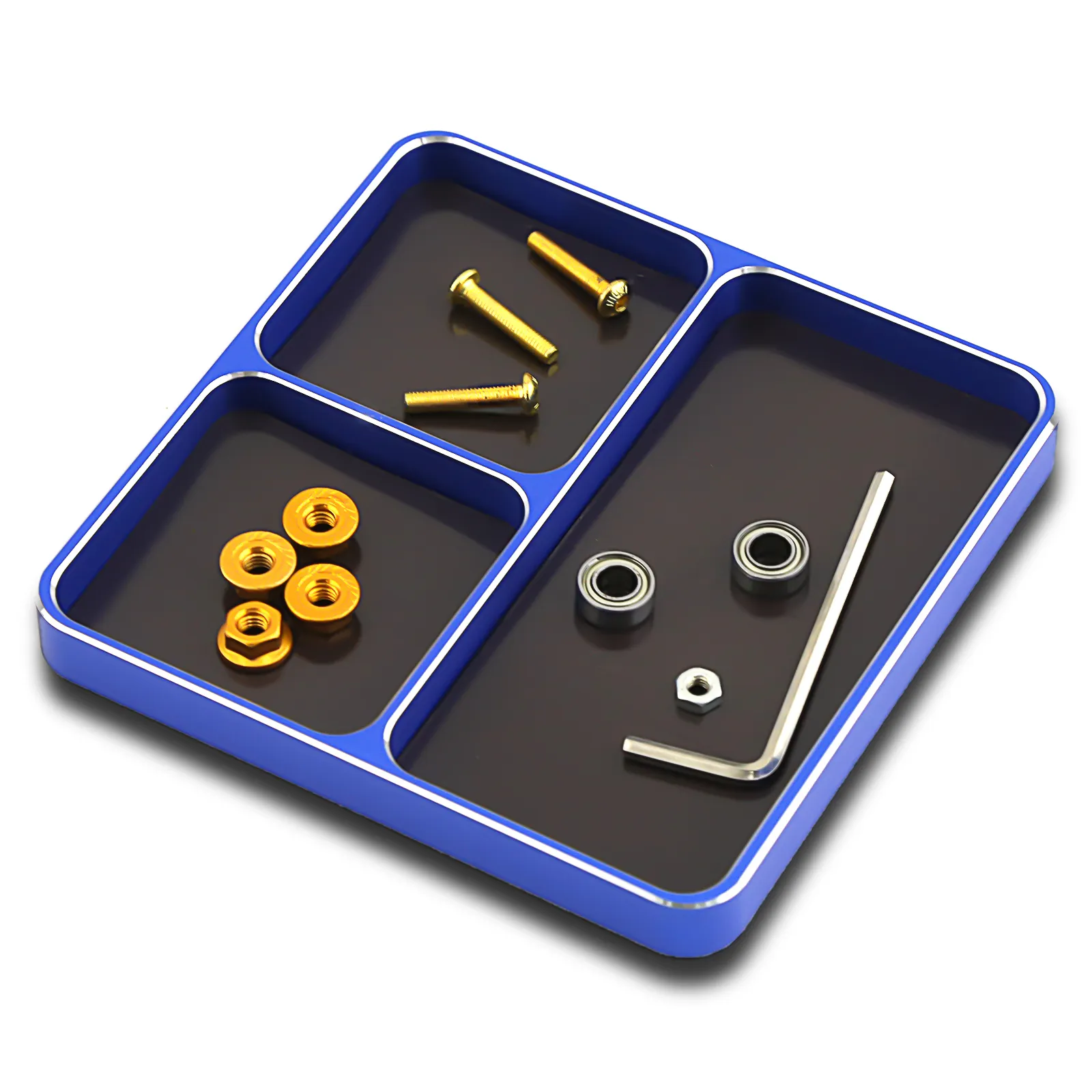 CNC Aluminum Magnetic Parts Tray - Compact Screw Nut Organizer