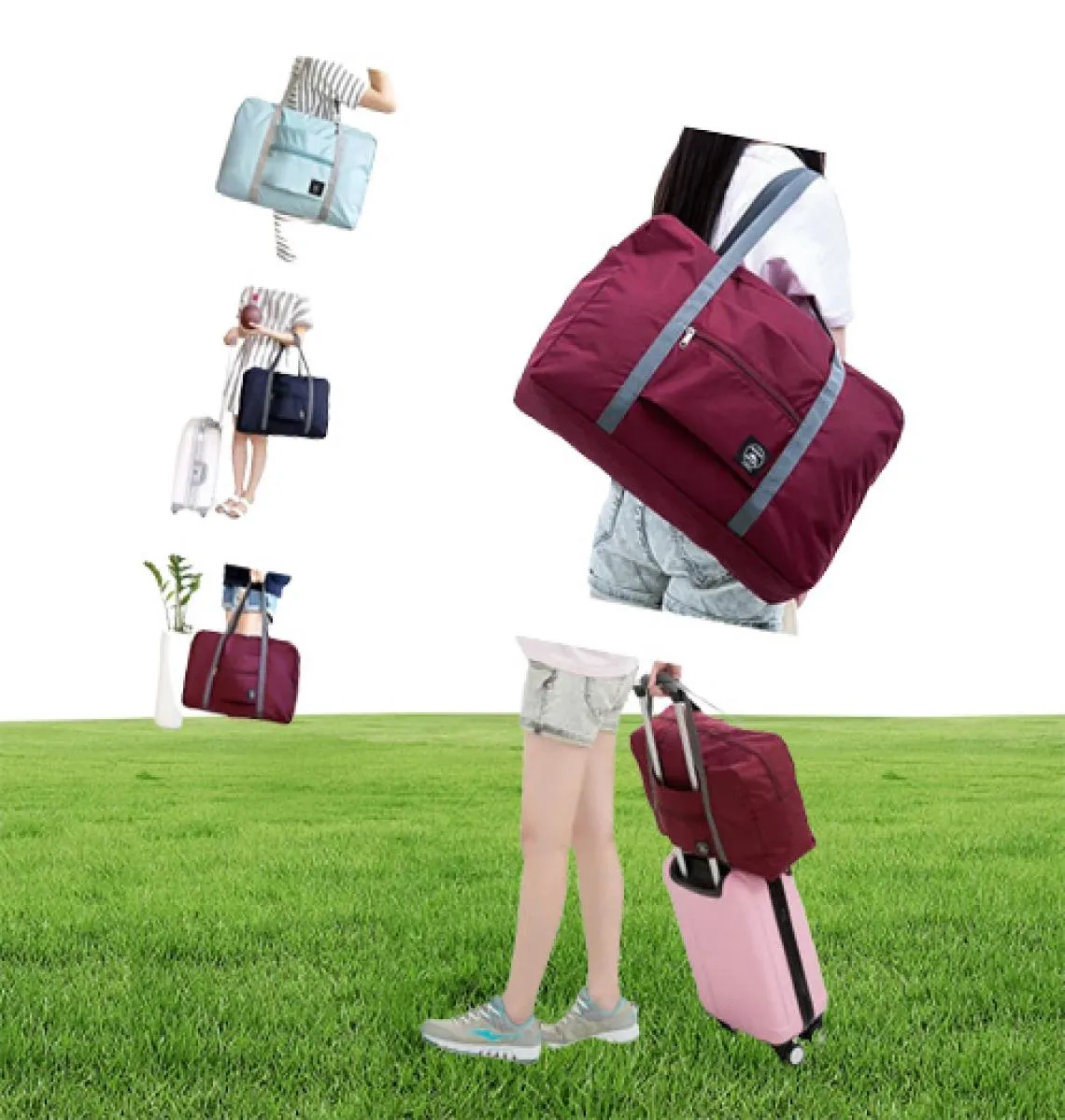 2021 Suitcases Nylon fällbara resväskor unisex stor kapacitet väska bagage kvinnor vattentäta handväskor män kläder organisator5416513