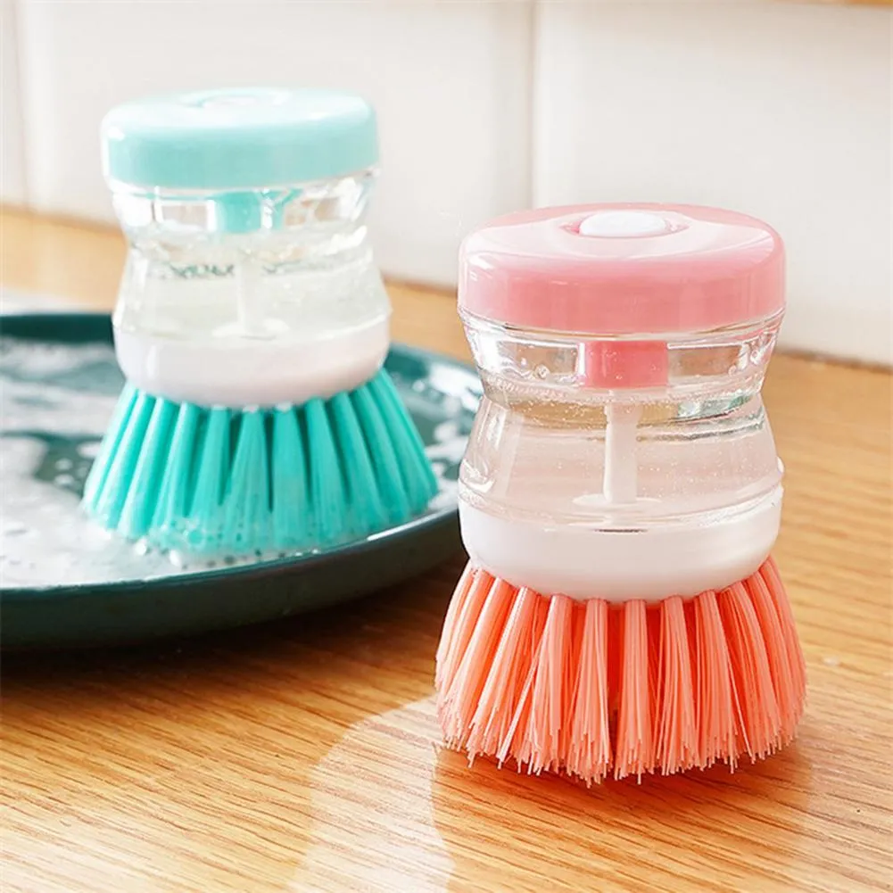 Excellent Cleaning Brushes With Washing Up Liquid Soap Dispenser Random Color Dish Soap Brush Handheld Kitchen Gadget From 4 9 DHgate