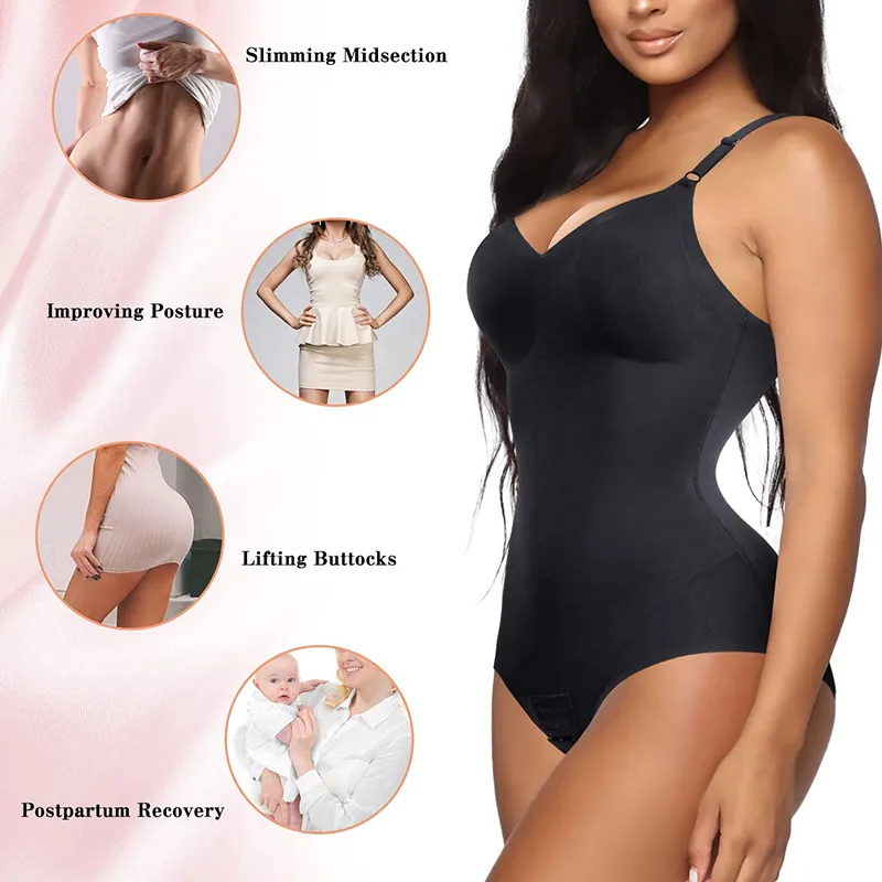 Pchnij pełne ciało kształtowe kobiety odchudzające ciało shaper bodysuit Control brzuch Osłona Overbust Regulowane paski na ramię gorset