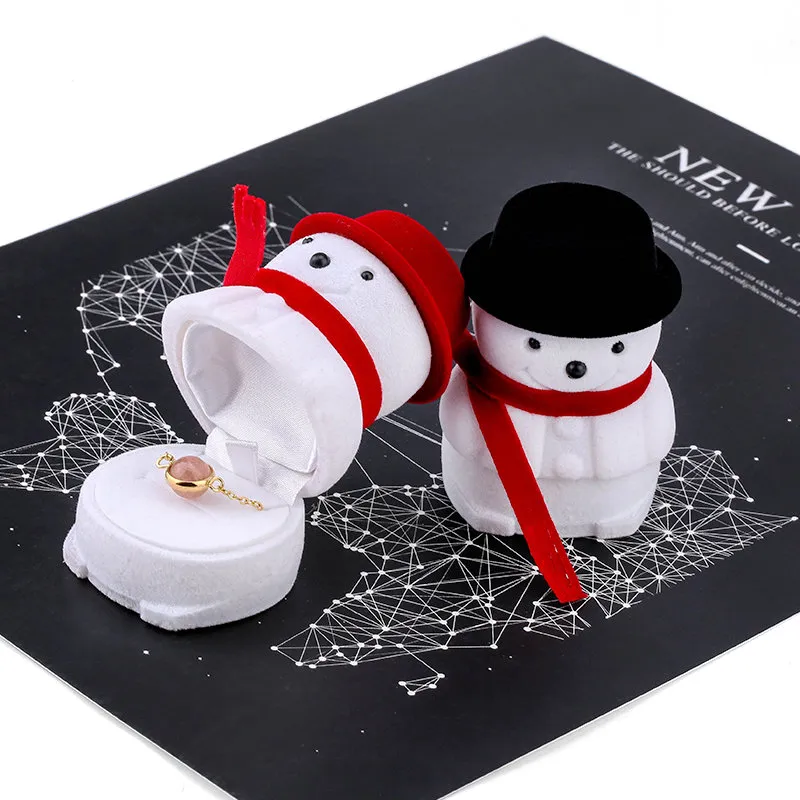 1 stuk sneeuwman Velvet Jewelry Box Santa Claus Ring Box Sieradencontainer voor oorbellen Display Christmas Gift Box Holder