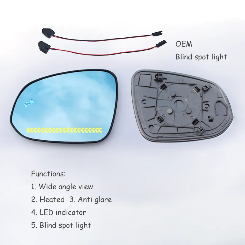 1 par aquecida lateral lateral espelho traseiro azul lente de vidro Indicador de LED BSA para Toyota Tacoma RAV4 2016-2021 Vista de grande angular anti-brilho