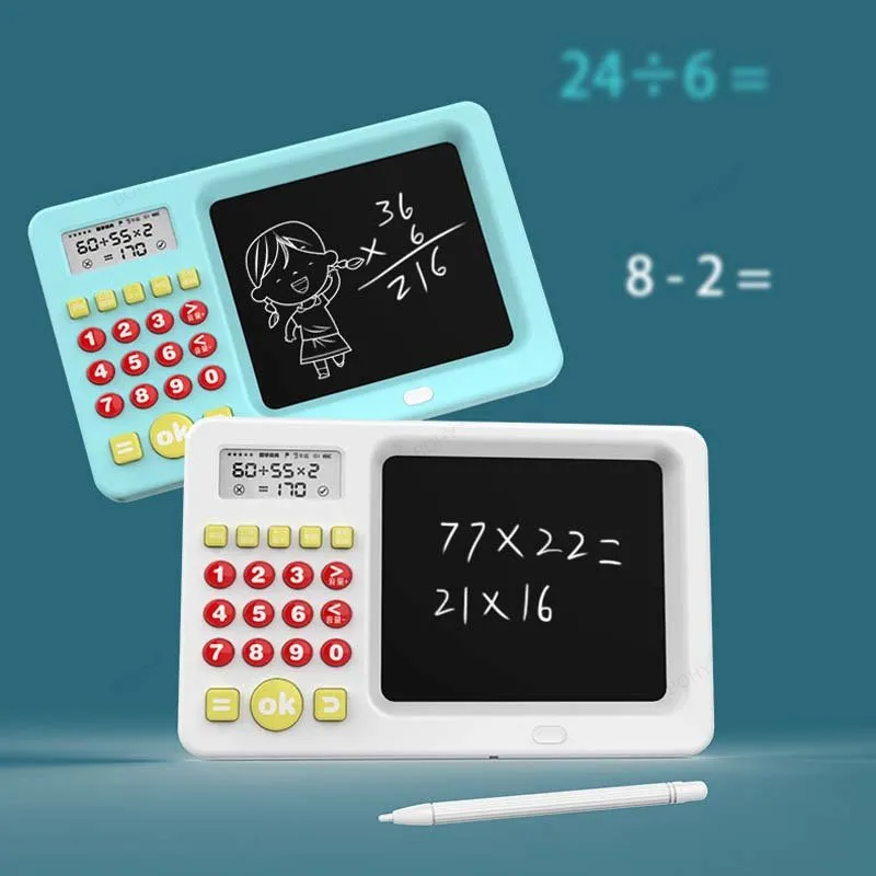 Tableau d'écriture manuscrite enfants en anglais dracher planche mathématiques de formation au trésor apprentissage LCD Calculatrice espagnole Machine d'arithmétique mentale