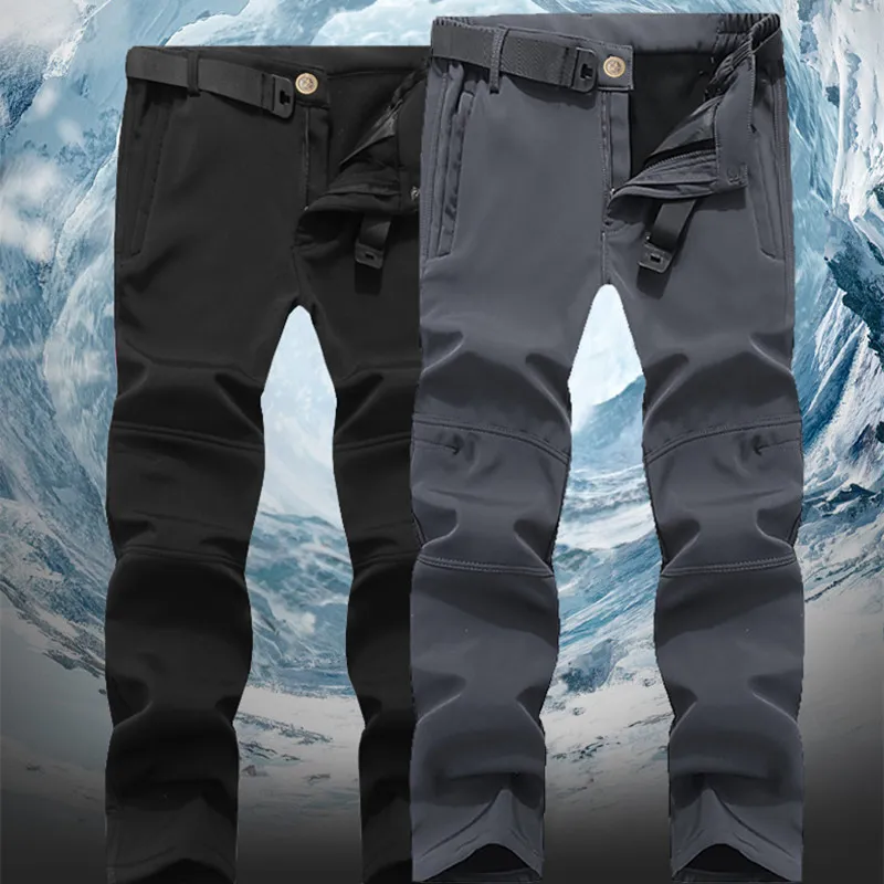 Mens Tactical Trousers Soft Shell Hiking Cargo Pants - Winter Warm ...