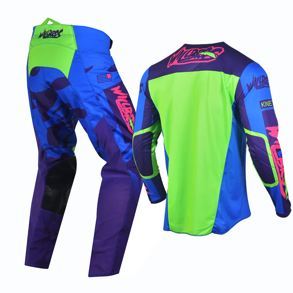 Willbros Maillot Pantalon Combo Motocross Enduro Maillot MX BMX ATV Équitation Dirt Bike Offroad MX Courses Cyclisme (Jersey Adult M/Pant W32