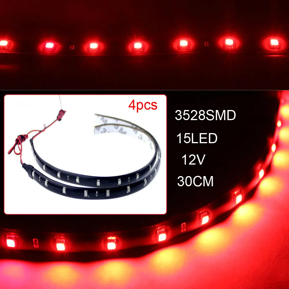 30cm Flexible Waterproof RGB LED Light Strips 4-Pack for Car, Auto ...