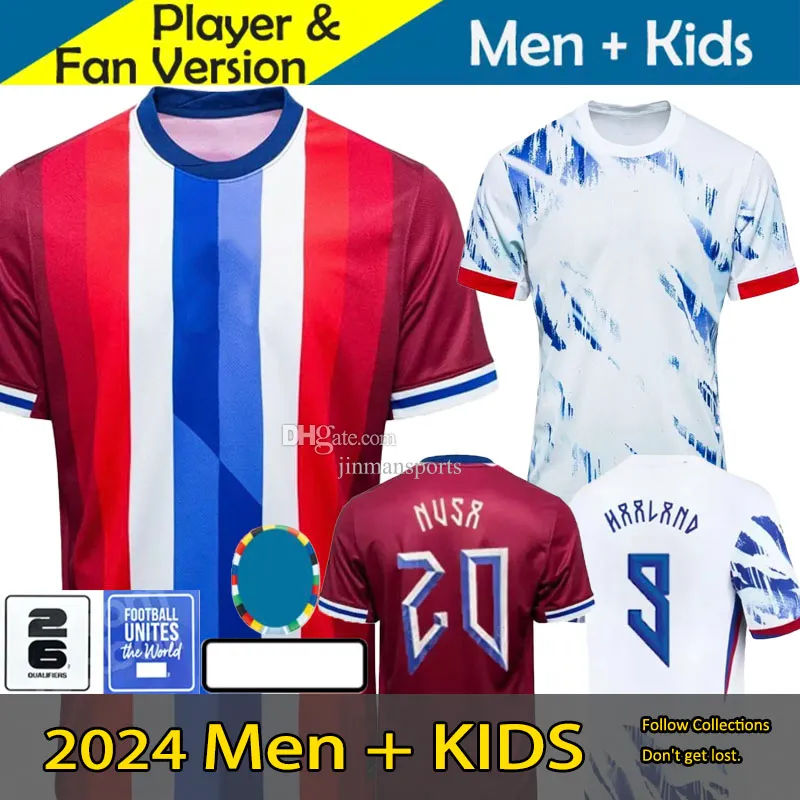 Norwaies Soccer Jersey Erling Haaland Odegaard Oscar Bobb 2024 2025 National Team 24 25 Shirt da calcio Kit per bambini Kit per bambini Metti a casa Uniformi Red White Version