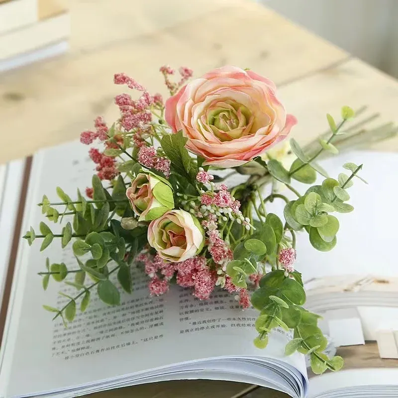 Flor artificial para buquê de casamento, lótus cheio de estrelas, um monte de flores falsas, decorações de Natal em casa, flores de seda