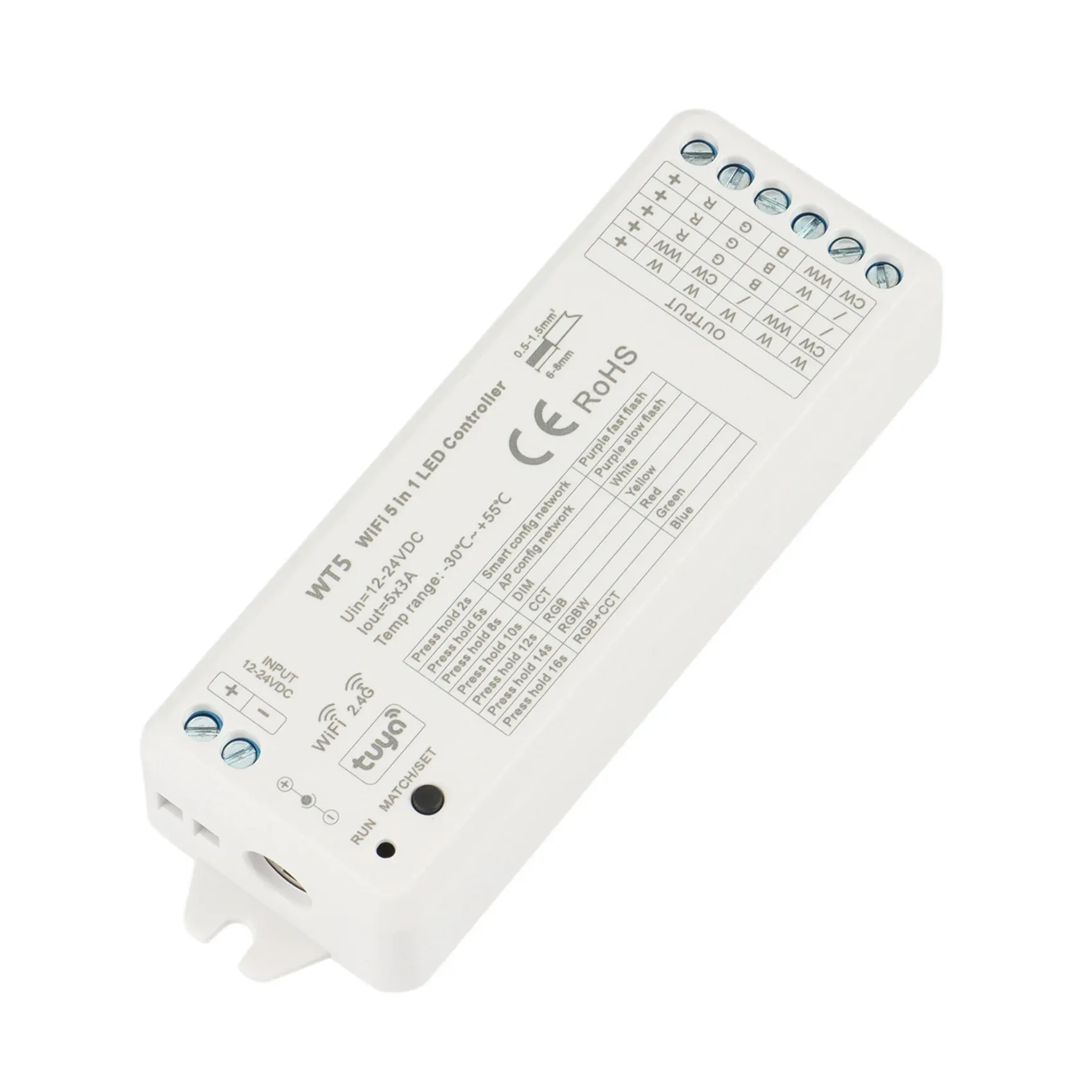 Stands Tuya LED Controller 5 i 1 Dimmer CCT RGB RGBW RGBWW RGBCCT Strip Smart Life WiFi 2.4G RF Remote Controller 1224V WT5