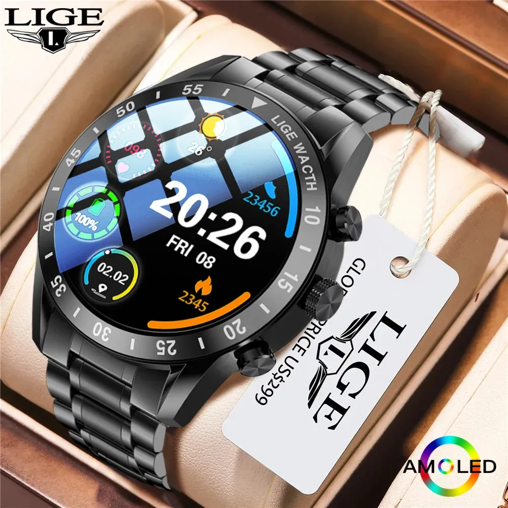 Montres 2022 LIGE NOUVEAU BLUETOOTH CALL SMART Watch Men Full Touch Sports Fitness Watch Smart Montres de luxe pour hommes iOS Android