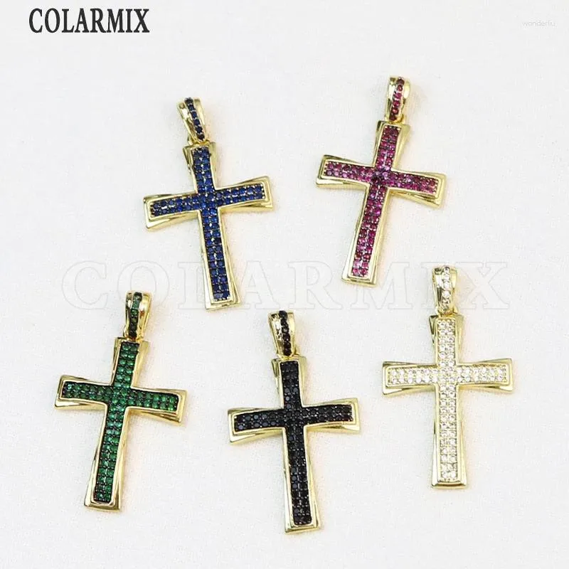 Collares colgantes 10 Zirconia Cross Charms Alta calidad Religión Joyería Accesorios gruesos 60415