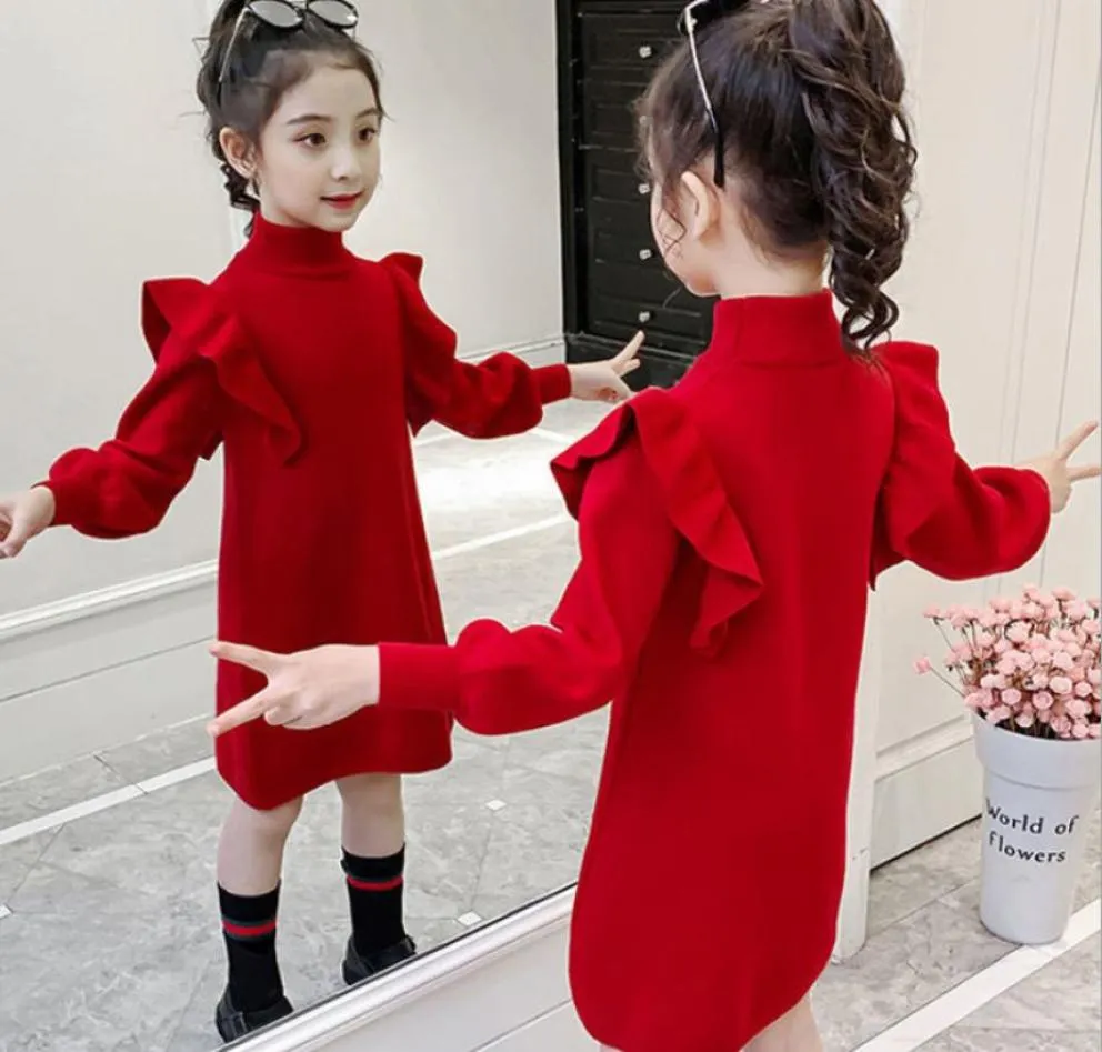 Vismas filles robes à tricot rouge