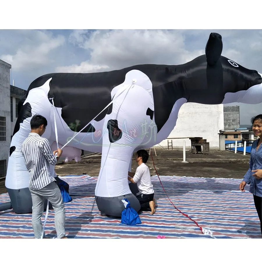 8m length (26ft) with blower Factory Supply Inflatable Milk Cow Dairy Cattle Animal Model For Parade/Pasture Decoration