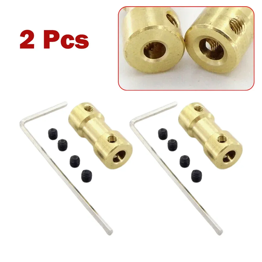 2/2.3/3/3.17mm 2 Pcs Brass Rigid Hexagonal Coupling Motor Shaft Coupler Connector Sleeve For RC Boat Car Robot Smart Car