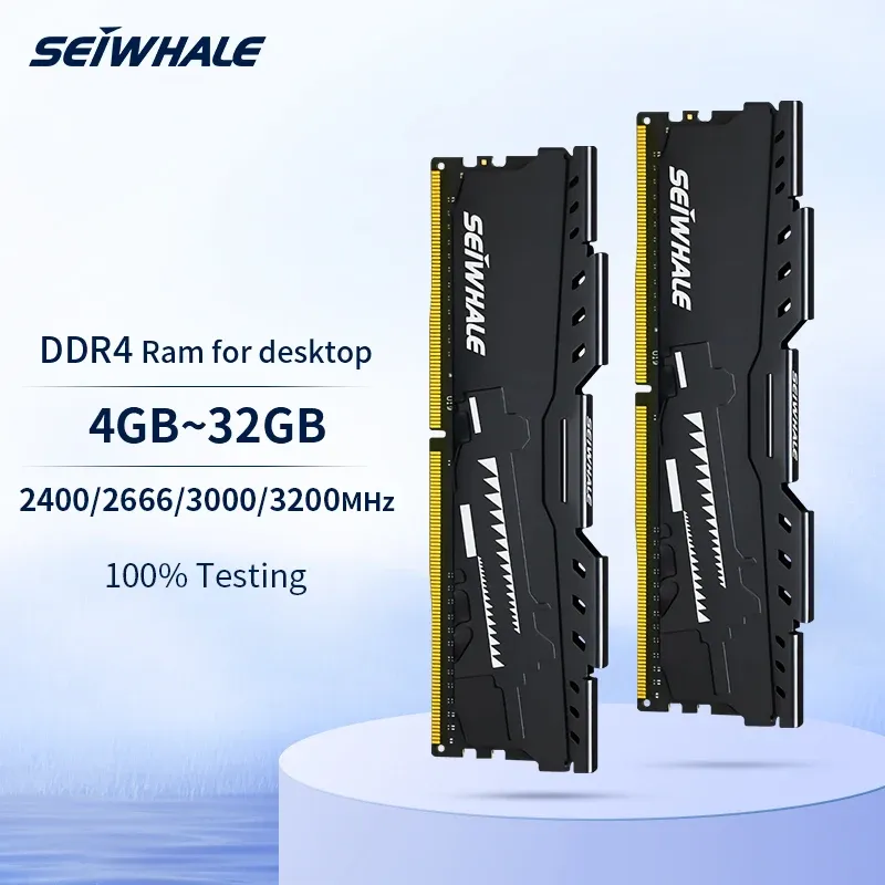 RAMs SEIWHALE Memoria RAM DDR4 8GB 16GB 32GB 2666MHz 3200MHz 3600MHz Desktop Memory UDIMM Compatible with AMD Ryzen Intel