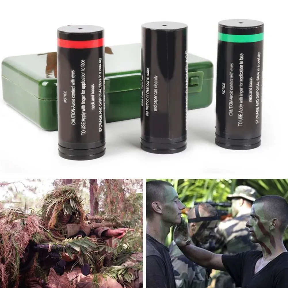 3 colori per esterno boschi militare camuffi di crema mimetico del corpo vernice travestito olio camo stick stick field cimeflage olio mimetico