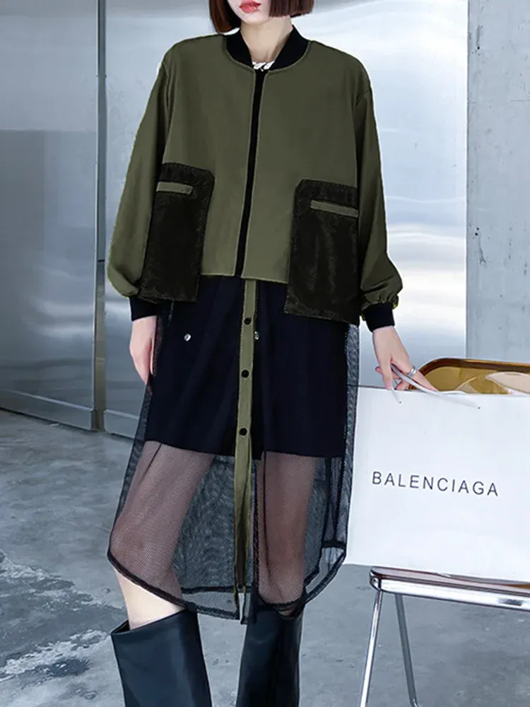 DHgate.com:Womens Mesh Spliced Designer Trench Coat, Spring and 