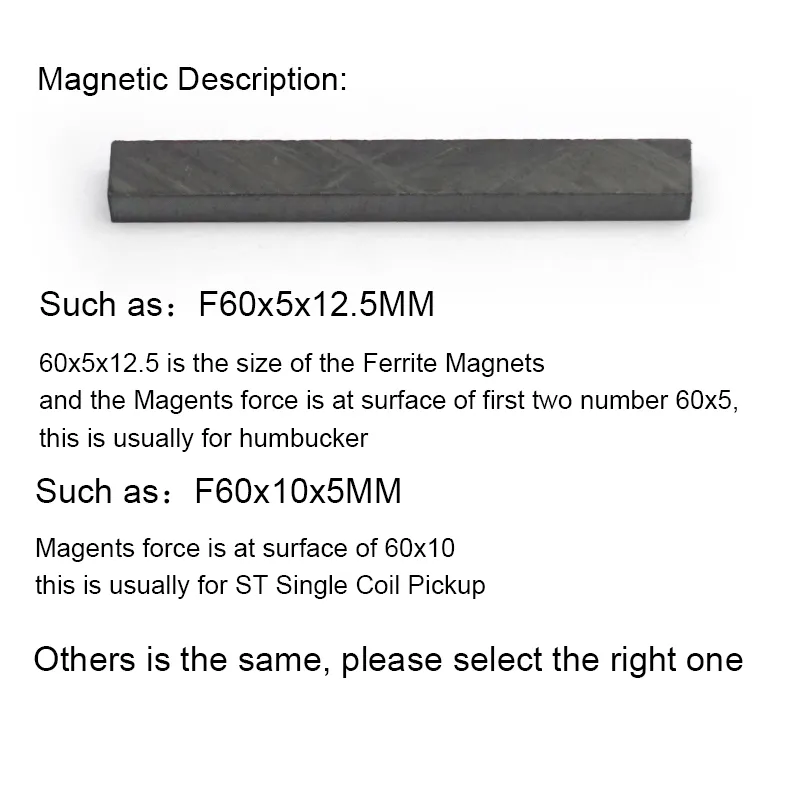 10Pcs Ferrite Magnet of Electric Guitar Pickup Magnet for Humbucker ST Single Coil Pickup Magent Humbucker Magnet Multi Size