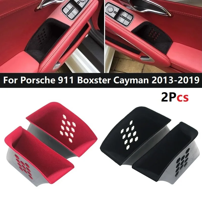 Opruimen van ABS+Flocking Fit For Porsche 911 Boxster Cayman 2013-2019 Auto-deur Armsthand Handgreep Organisator Opbergdoos