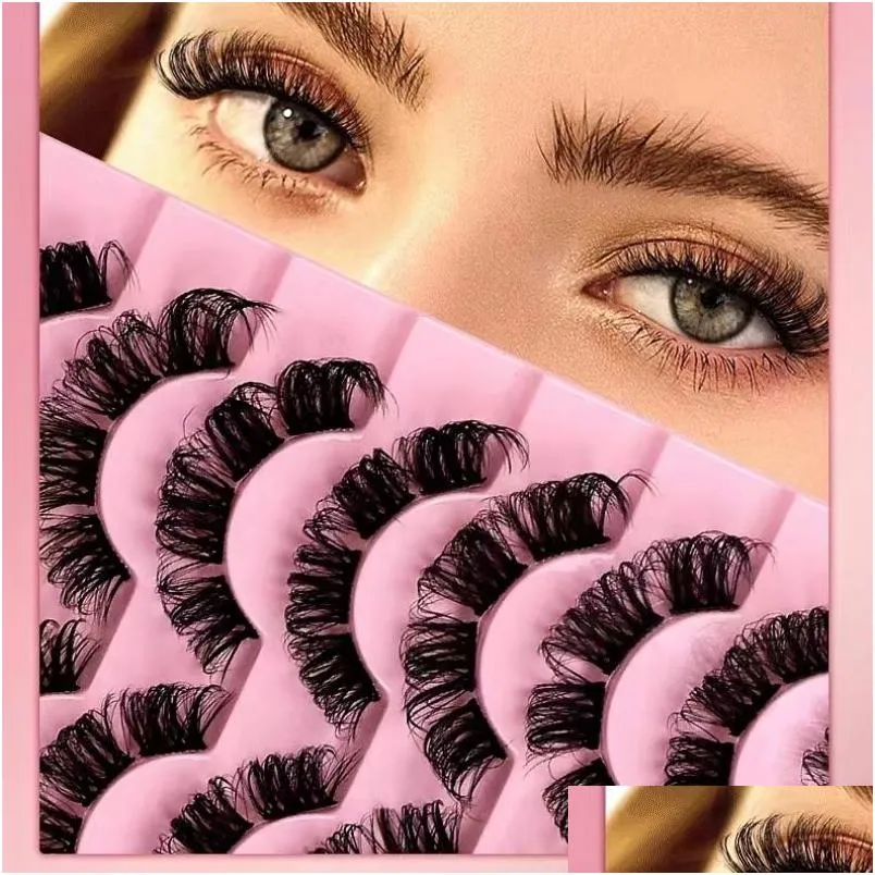 Falsche Wimpernpaare mit Perlglitzer glänzender Bühnenaugen Make -up natürlicher dicker Curling Eyelash Extension Party Cosplay Drop Delive otya5