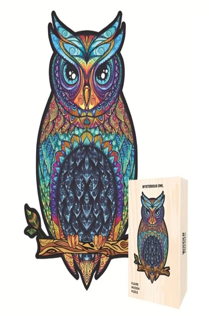 Nuovo puzzle in legno a forma di animale in 3D per adulti bambini Montessori Toys Owl puzzle gioco Giochi di legno giocattolo regalo di Natale 2012181528246