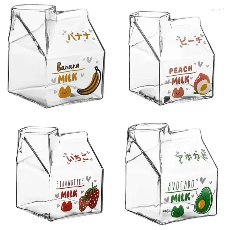 Kieliszki do wina 350 ml Kawaii Square Milk Carton Glass Puchar ciepło Odporny