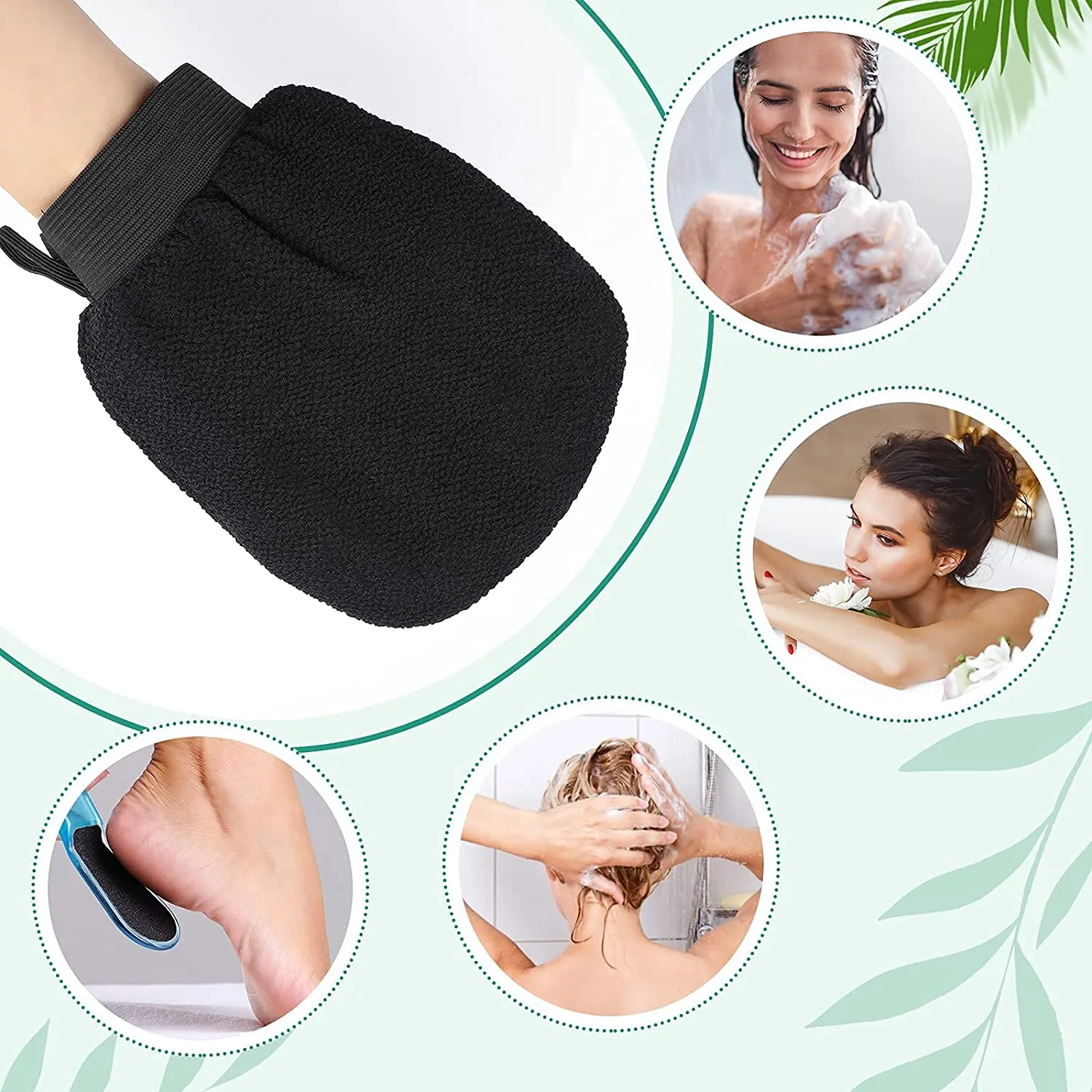 1pcs Esfoliante Mitt Black Banho chuveiro Dead Skin Remoção luvas esfoliantes luvas de banho Luvas de banheiros Saborando suprimentos de banheiro