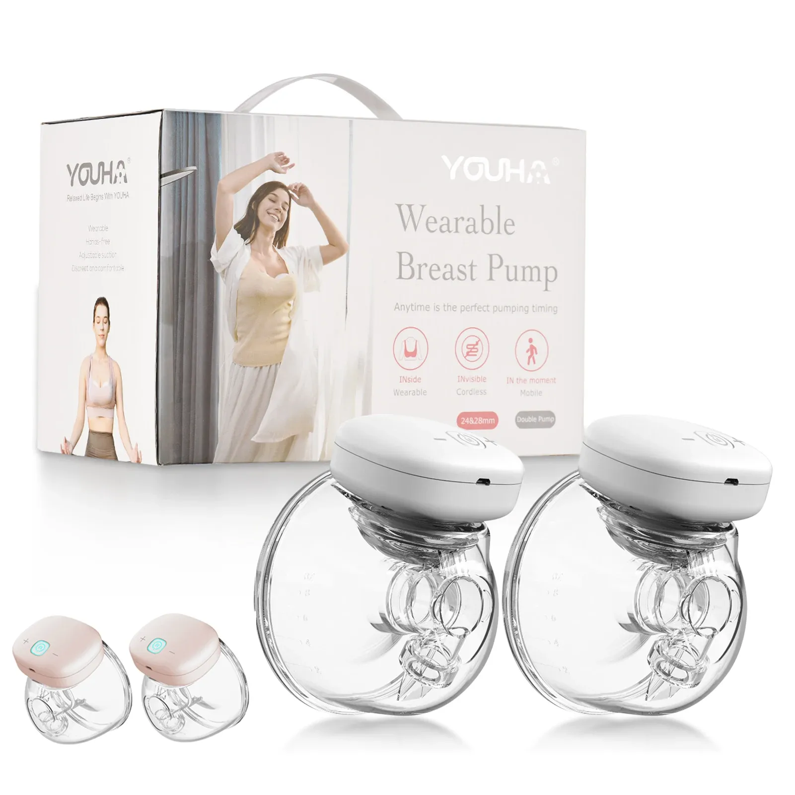Göğüs pumpaları youa elektrikli göğüs pompası el ücretsiz biberonlu şişe giyilebilir bpafree konfor emzirme sütü çıkarıcı bebek aksesuarları