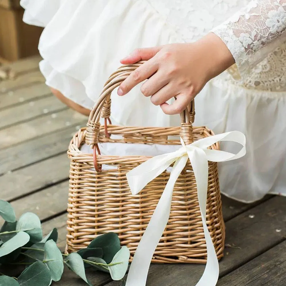 Bow Rattan Handbags Wicker Handbag Bow Rattan Woven Bag Straw Bags