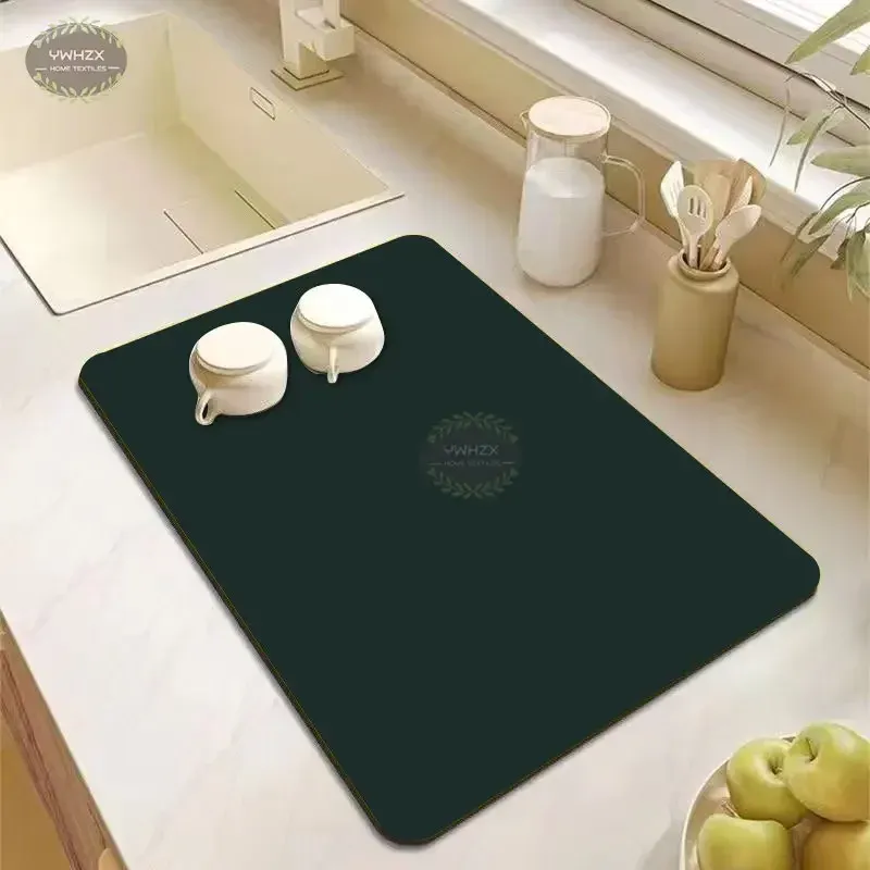 Solid Color Super Absorbent Coffee Dish Kitchen Counter Drain Pad Canteen Faucet Quick Placemat Bathroom Washstand Drying Mat