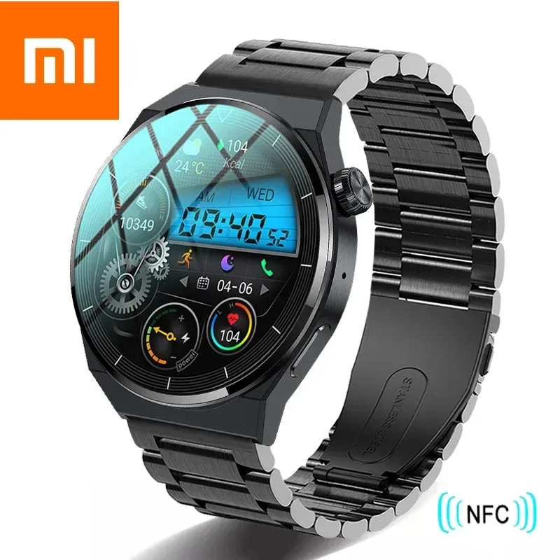 Watches Xiaomi 2024 NFC Smart Watch Men GT3 Pro AMOLED 390*390 HD SCREEN PROVER BLUETOOTH RING IP68 Vattentät smartur för Huawei