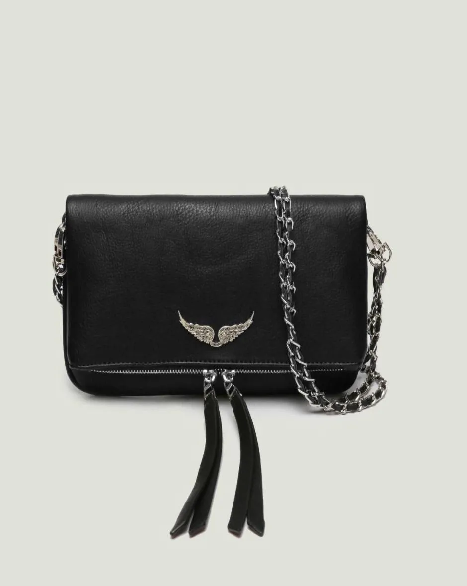 2022 Skrzydła ozdobna portfel dla kobiet na pojedyncze ramię torebki crossbody torebki swobodne dzikie moda Dwie łańcucha torba posłańca skórzana torba 2326389