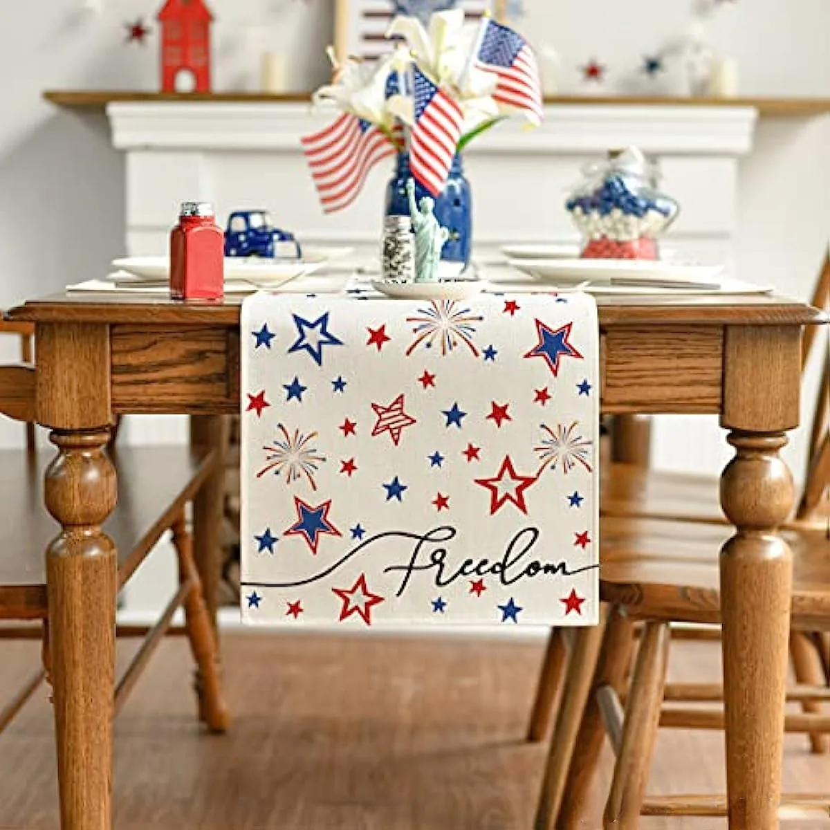 4 juli Memorial Day Linen Tabler Runners Holiday Party Decorations Freedom Stars Dining Tabler Runners Kitchen Table Table Decor Dekor