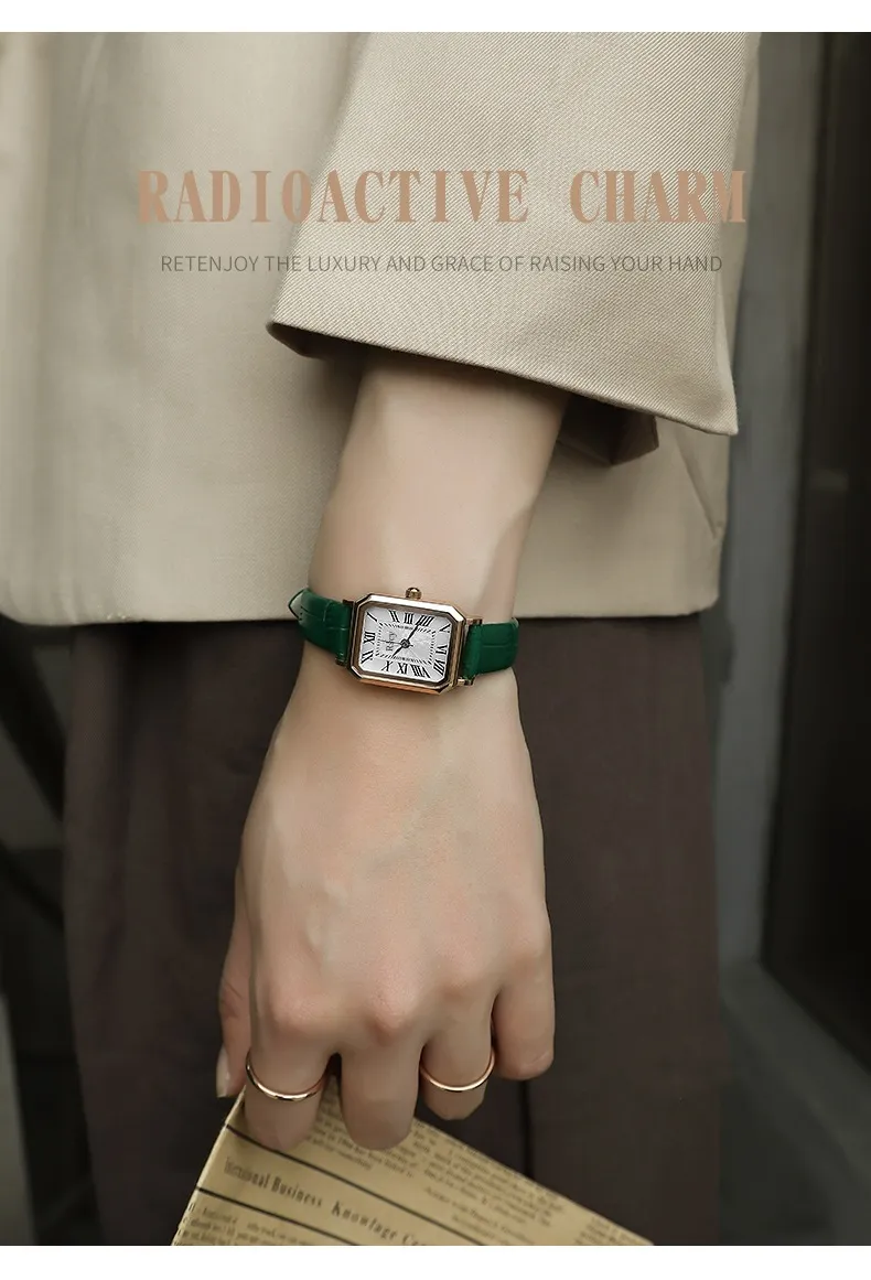 Womens Square Womens Assista Luxurz Quartz Watch com diamante embutido