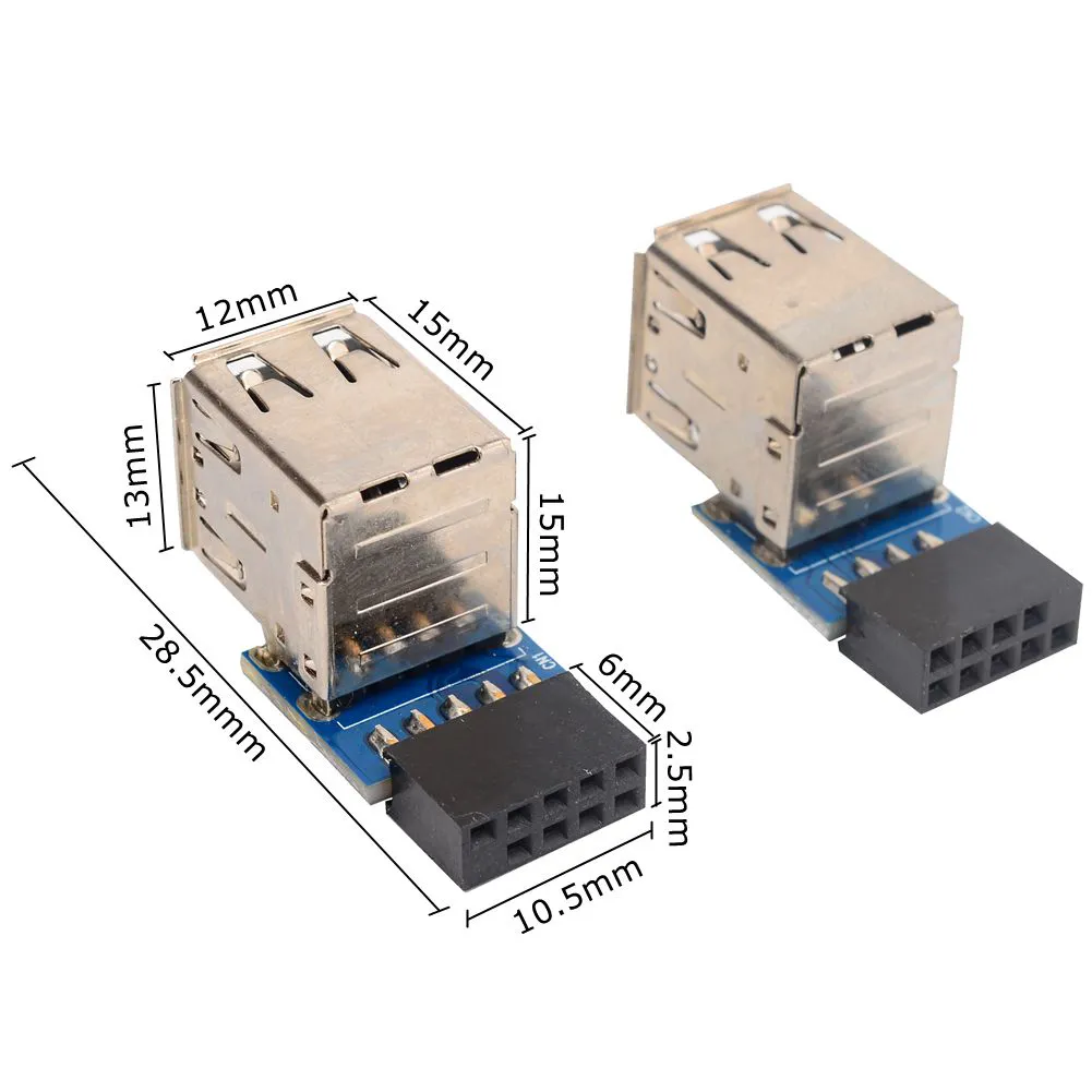 DHgate.com:9Pin/10Pin Motherboard to 2x USB 2.0 Female