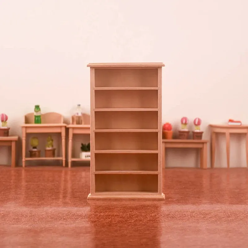 1:12 Dollhouse Miniature Wood Display Case Bookhelf Bokhylla förvaringsskåp Skåp Möbler Modelldockor Hus Diy Decor Toy