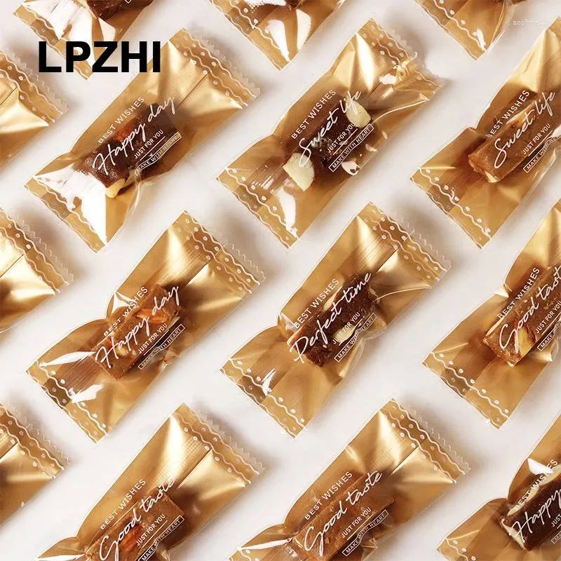 Presentförpackning lpzhi 200 st guld godis tätning väskor hemfest handgjorda chokladkärl nougat socker inpackning bageriförpackningsdekoration