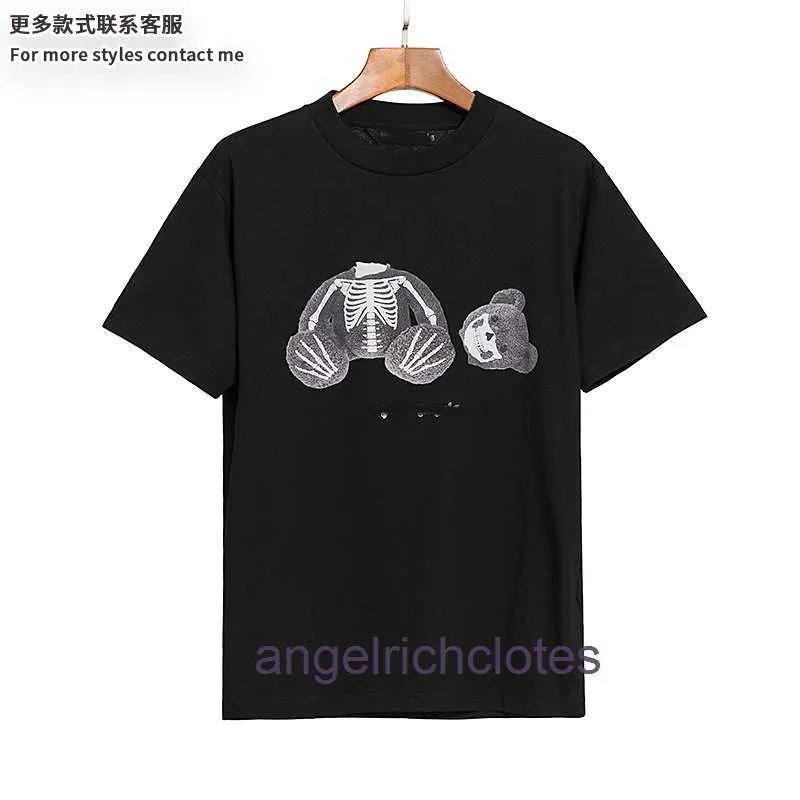 Pa Angels Bear Cartoon Mens and Womens Tshirts Angelsのハイエンドデザイナーの服は、トレードマークタグのオリジナル1：1のトレードマークタグ付きの短い袖のカップルを緩めます。