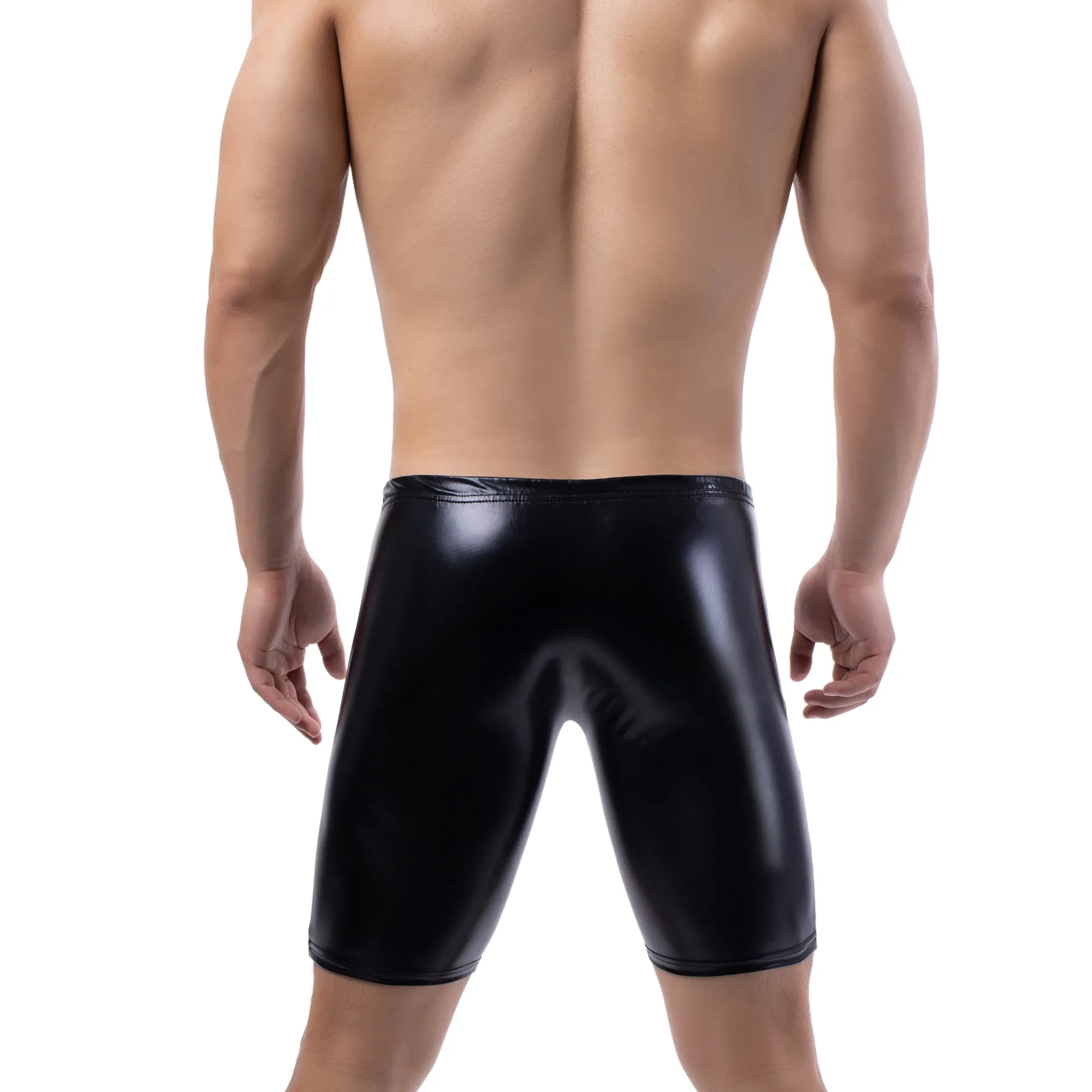 Yufeida sexy maschile in pelle pantaloncini stretti slip boxer stretti pantaloncini da festa costumi in pelle di lingerie nera pantalone corto