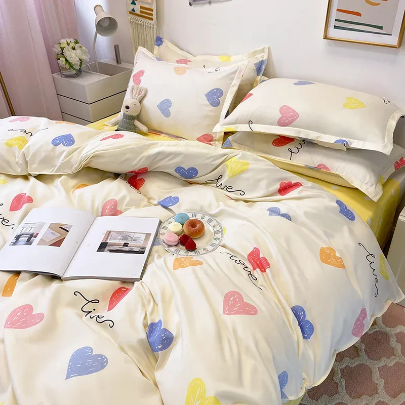 Set di biancheria da letto stampato a scacchiera con copertura piatta foglio piatto cuscino per bambini ragazzi adulti ragazzi a doppia taglia queen size bianche