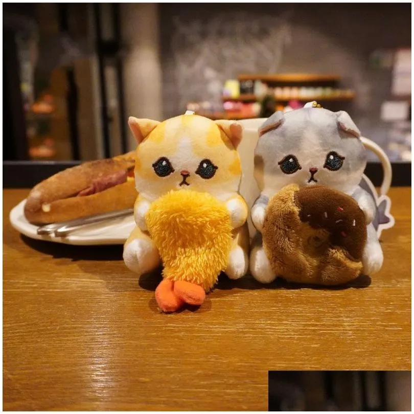 Animaux en peluche en peluche japonais mignon crevettes frites chat beignet miau