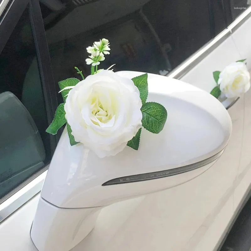 Fleurs décoratives 1pc Rose blanche artificielle 11cm pour les voitures de mariage Scrapbooking Simulation décor de fleur