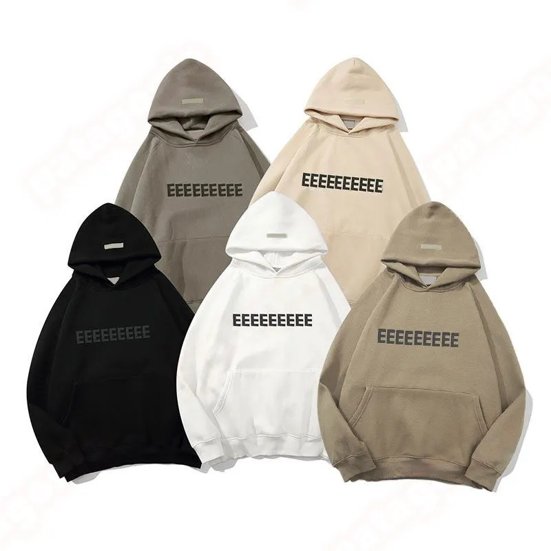 Cotton Blend Hoodie Mens Casual Streetwear Pullover Sweatshirts Loose Hoodies Tops for Daily Outfit Black White Khaki