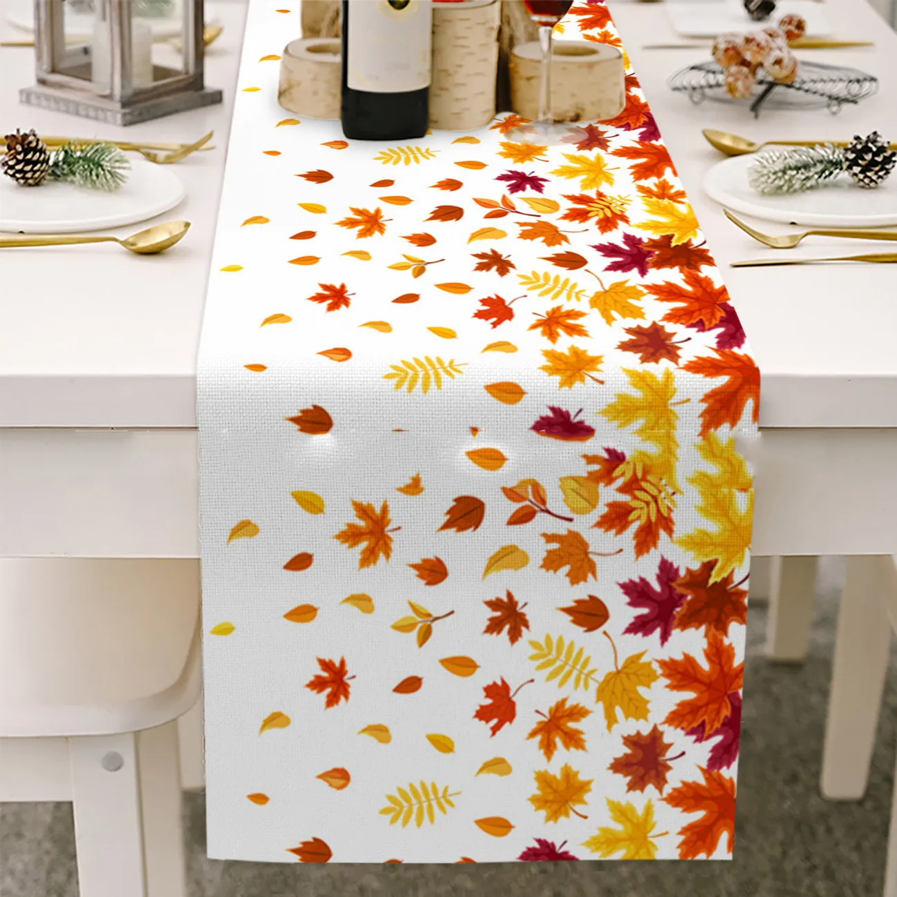 Halloween Thanksgiving Pumpkin Maple Leaf eettafel Runner Wedding Country Table Runner voor eettafel Kerstdecoratie