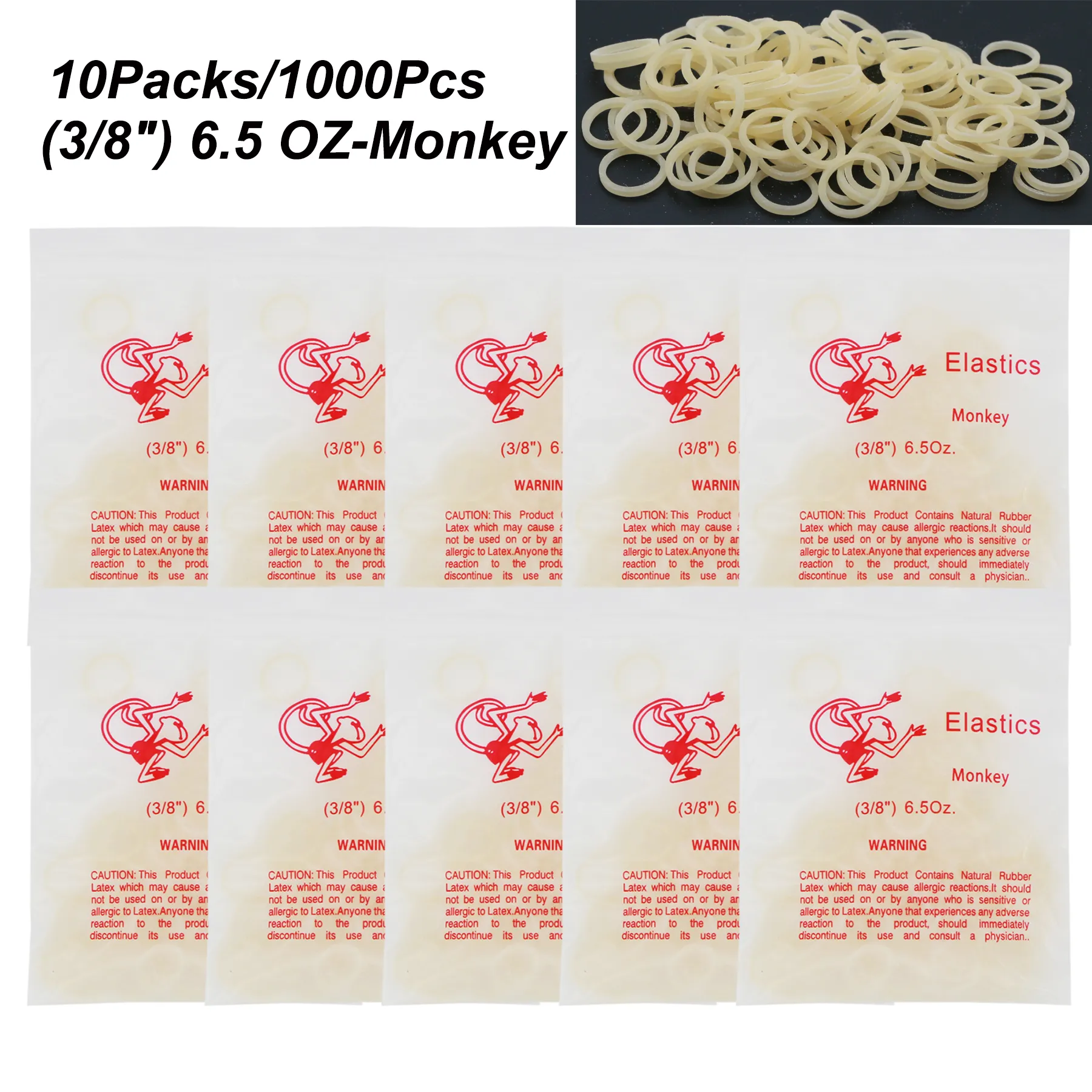 10Bags/Dental Orthodontic Elastics Latex Rubber Bands Use For Brackets Braces 3/8'' Monkey 6.5OZ