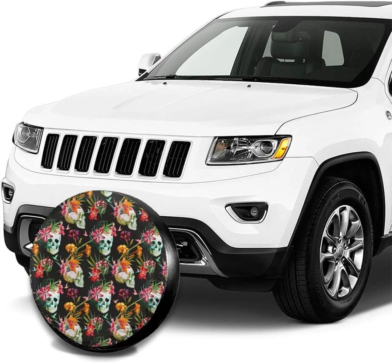 Crânio e flores Pneus sobressalentes Tampa de pneu à prova d'água Protetores de rodas à prova de poeira Universal for Trailer ,, SUV, RV e muitos veh