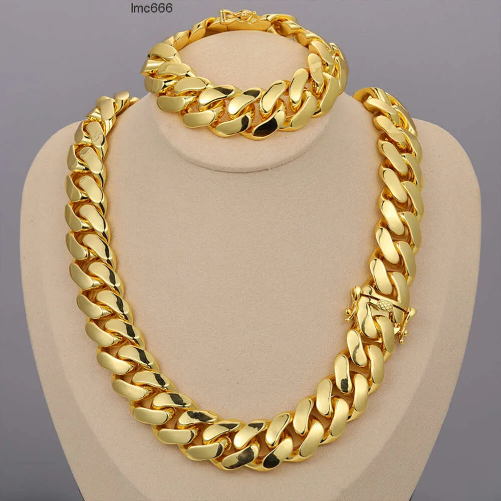 Cadena Cubana Großhandel Hip Hop Schmuck Luxus 14K 18K 24K Real Gold plattiert schwere massive Miami Cuban Link -Kette Halskette für Männer