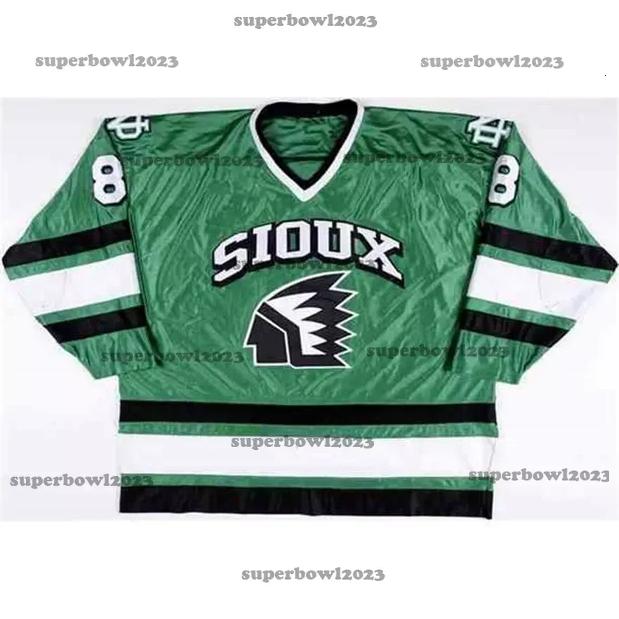 MTHR 8 Mike Commodore North Dakota Fighting Sioux Hockey Jersey Mens Mens Stitched تخصيص أي رقم وأسم قمصان الاسم